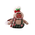 Knitted gingerbread man doll in chef hat and plaid scarf for Christmas decoration - Male Style