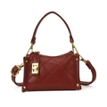 Rote Stepptasche mit goldenem Schloss und verstellbarem Schultergurt für Damen - Rot