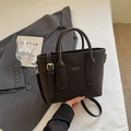 Sac fourre-tout vintage marron foncé mat avec poignées rondes et bandoulière dorée - Sans pendentif / Marron