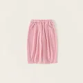 Pantaloni ampi da bambina in cotone e lino rosa pallido con vita elastica e tasche - 80 / Rosa