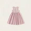 Girl's sleeveless summer dress in lotus pink color with pleated maxi skirt design - Purple Pink / 110