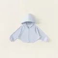 Kids light blue hooded sun protection jacket with UPF 50+ thin microfiber fabric - Blue / 80