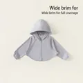 Kids light grey hooded sun protection jacket with UPF 50+ breathable fabric - Gray / 80