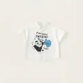 Camicia a maniche corte da bambino in bianco crema con stampa di cane cartone animato - 110 / Bianco