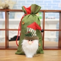 Grüner Weihnachtsbeutel aus Leinen mit 3D Weihnachtsmann und rotem Kordelzug - Weihnachtsmann