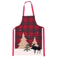 Delantal navideño con cuadros rojos y negros y bordado festivo de un reno - Estilo Cuadros Navideños (Delantal)
