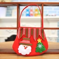 Red felt Christmas gift bag featuring a 3D Santa Claus and green glittery tree - Santa Claus