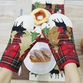 Manoplas de cocina navideñas a cuadros con bordado de alce y aislamiento térmico - Guante de Microondas Derecho