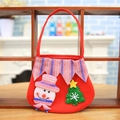 Red Christmas felt gift bag featuring a 3D snowman and festive tree decorations - Snowman