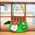 Green Christmas gift bag with festive 3D bear and tree decor for holiday candies - Bear