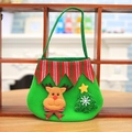 Green Christmas felt gift bag featuring a 3D reindeer design and a glittery Xmas tree - Deer