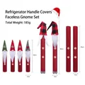 8-piece set of Christmas gnome refrigerator handle covers in festive plaid and solid colors - Christmas Gnomes Style