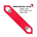 Chemin de table de Noël Rudolph en tricot rouge avec barbe blanche, dimensions 170x34 cm - Chemin de table rouge