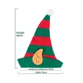 Gorro de elfo navideño con rayas rojas y verdes y orejas, 46cm de alto y 30cm de ancho - Gorro de Elfo