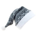 Gorro navideño de punto gris con patrones geométricos y ribete de felpa blanca - Gris Gorro
