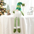 Christmas plush gnome with long legs and green snowflake hat for festive home decoration - Green Long Legged Faceless Gnome