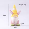 Pink Easter gnome plush with bunny ears and pastel colors, size 23x9cm for home decor - Yellow Style