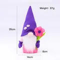 Nain en peluche violet avec chapeau à fleurs et barbe blanche, décoration de 35cm de haut - Fleur Violette
