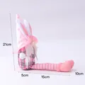 Pink plaid Easter gnome doll with rabbit ears and legs dimensions 21cm height - Long Legged Pink Plaid Bunny Female