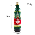 Knitted Christmas wine bottle cover with snowman design and fuzzy pom-poms 24cm - Snowman