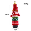 Knitted Christmas wine bottle cover with red reindeer pattern and soft pom-poms - Elk Style