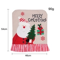 Linen Christmas chair back cover with embroidered Santa Claus and striped frill trim - Santa Claus