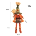 Harvest gnome plush with green sunflower hat, orange braids, and wheat stalks - Female Harvest Gnome With Broom