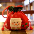 Sac cadeau de Noël bonhomme de neige en feutrine rouge et vert, 23x20cm pour petits cadeaux - Style Bonhomme de Neige Brossé à Bord Vert