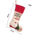 Leinen-Weihnachtssocke mit 3D-Weihnachtsmann und Stickerei Merry Christmas 46cm - Weihnachtsmann
