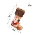 38cm beige Weihnachtsstrumpf mit Plüschrand, Weihnachtsmann und Rentier 3D-Stickerei - Weihnachtsmann-Strumpf