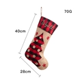 Linen Christmas stocking with red buffalo plaid cuff and Wyatt embroidery for gifts - Christmas Tree