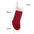 Calza di Natale in maglia rossa con bordo in pelliccia sintetica e misure, 38cm - Rosso