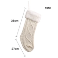 Calza di Natale a maglia bianco avorio con bordo in peluche e dimensioni di 38x27 cm - Bianco