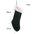 Calza natalizia in maglia verde scuro con bordo in ecopelliccia bianca e misura di 38cm - Verde