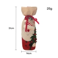 Burlap Christmas wine bottle bag featuring Santa Claus embroidery, size 31cm x 14cm - Santa Claus