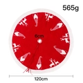 Jupe de sapin de Noël tricotée rouge 120cm avec motifs d'élans et décorations de gnomes - Motif Tricoté Gnome et Renne