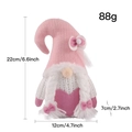 Pink Valentine gnome plush with flowers and heart detail for festive shelf decoration - Knitted Female Style