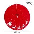 Jupe de sapin de Noël tricotée rouge avec motifs jacquard de rennes et flocons de neige - Motif Tricoté Renne et Traîneau