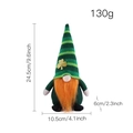 Gnomo di San Patrizio in peluche con cappello a righe verdi e trifoglio d'oro, 24,5cm - Maschio (Barba)