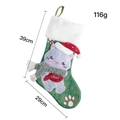 Chaussette de Noël verte avec motifs flocons et revers en peluche blanche - Style Chat