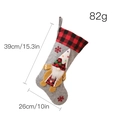 Grey felt Christmas stocking with gnome figurine and red plaid cuff for festive decor - Grey