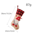 Calza natalizia in lino con gnomo e bordo a quadri rossi, dimensioni 39cm x 24cm - Stile Fiocco di Neve Rosso (C)