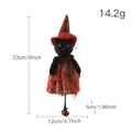 Hanging black cat wizard toy for Halloween decor with orange hat and mesh dress - Black Cat Style C