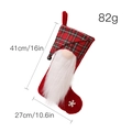 Calza di Natale a quadri rossi e verdi con barba da gnomo altezza di 41 cm - Calza a quadri rossa