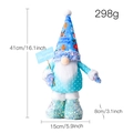 Gnome de Noël scandinave bleu avec chapeau à paillettes et pancarte Merry Christmas, 41cm - Poupée Gnome Rétractable à Paillettes Femme