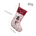 Grande calza natalizia con motivo a quadri e pupazzo di neve, misura 40cm x 28cm - Calza con Pupazzo di Neve di Natale