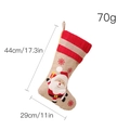 Linen Christmas stocking with Santa Claus embroidery and red knit cuff, 44cm height - Linen Santa Style