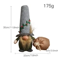 Christmas gnome doll in green outfit with grey hat and sack, holiday decor item - Gray Top Hat Faceless Doll