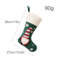 Dark green knitted Christmas stocking with 39cm height and plush gnome embroidery - Knit Green Rudolph Sock