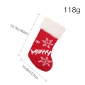Calcetín de Navidad de punto rojo con borde de felpa blanca y bordado de copos - Estilo MERRY